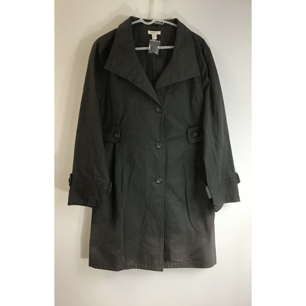 Garnet Hill Grey Cotton Trench Coat Grunge/Rock/Punk Sun Faded Distressed 🩶